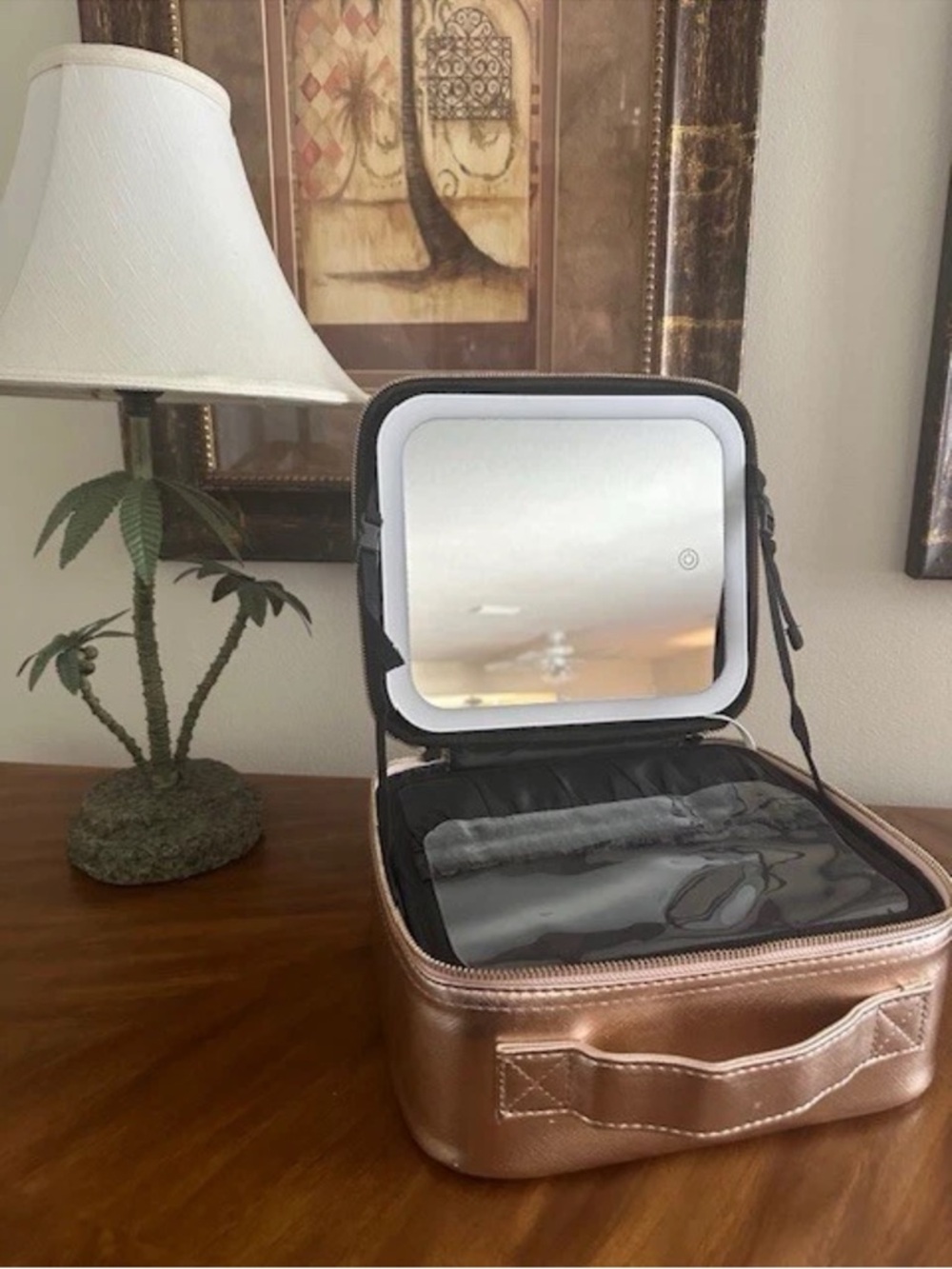 NEW Extrei Gent Rose Gold Travel Makeup Case with Lighted Mirror
